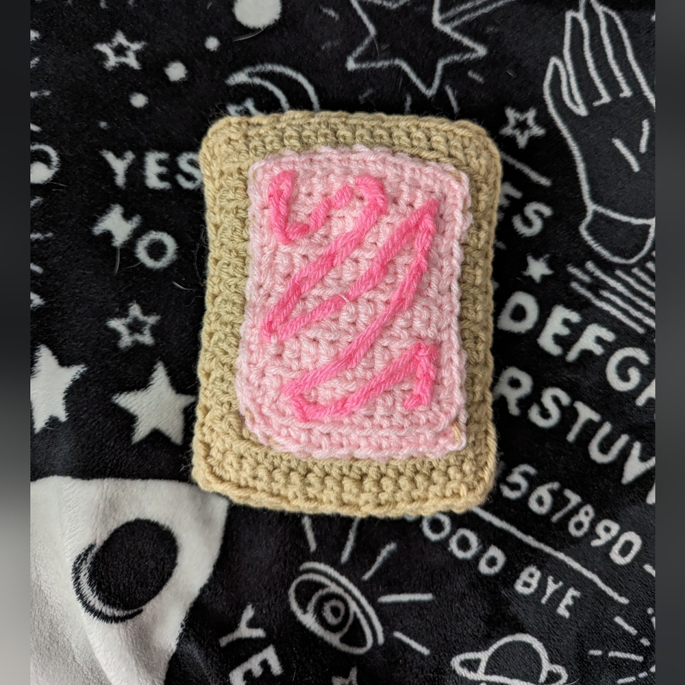 Crochet strawberry swirl Pop-Tart mini plush